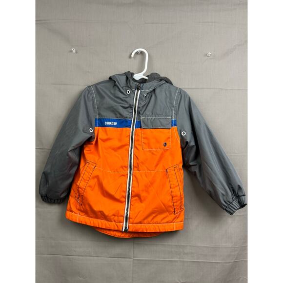 OshKosh B'gosh Toddler Boy Orange Gray Blue Hoodie Jacket, Size 3T - Picture 5 of 5